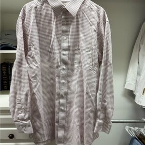 Men's Roundtree & Yorke Gold Label Checkered Shirt - Maroon/White